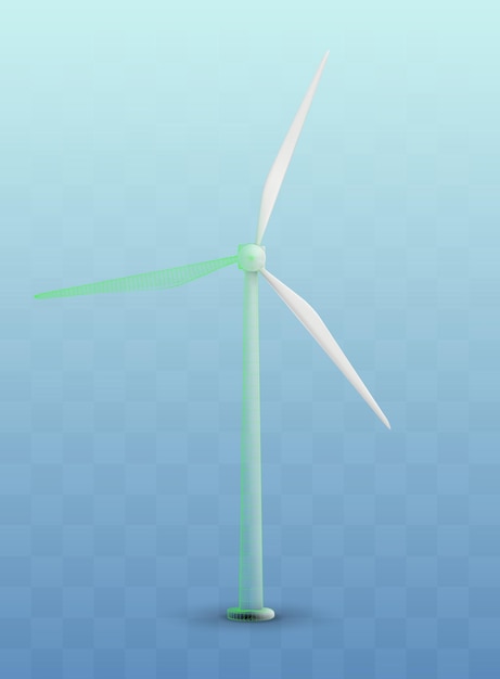 Trzy turbiny wiatrowe Zestaw obrazów wektorowych Koncepcja naturalna energia