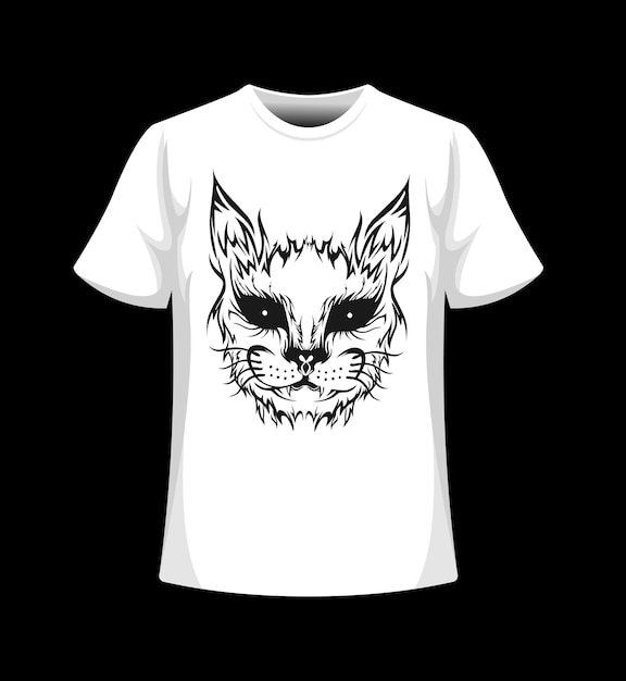 Plik wektorowy tshirt makieta projekt postaci kota