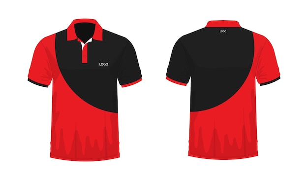Tshirt Polo czerwony i czarny szablon do projektowania na białym tle ilustracji wektorowych eps 10