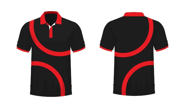 Tshirt Polo czerwony i czarny szablon do projektowania na białym tle ilustracji wektorowych eps 10