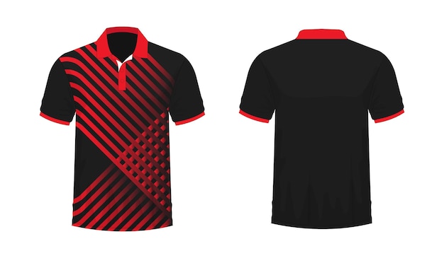 Tshirt Polo Czerwony I Czarny Szablon Do Projektowania Na Białym Tle Ilustracji Wektorowych Eps 10