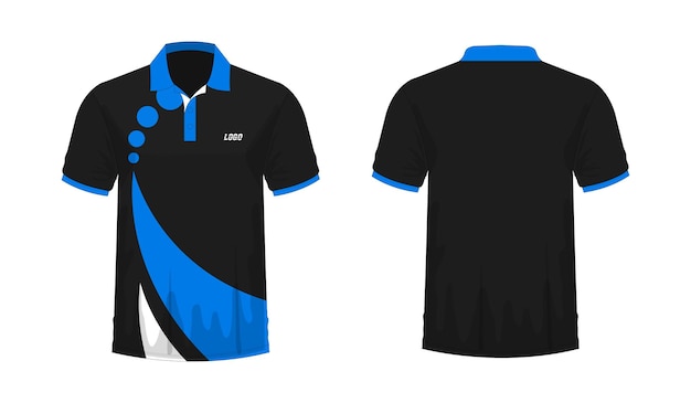 Tshirt Polo niebieski i czarny szablon do projektowania na białym tle ilustracji wektorowych eps 10