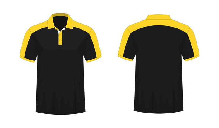 Tshirt Polo żółty i czarny szablon do projektowania na białym tle ilustracji wektorowych eps 10