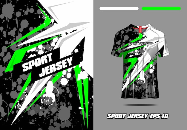 Tshirt Sport Zielony Biały Grunge Tekstury Tło Piłka Nożna Koszulka Jazda Na Rowerze Piłka Nożna Gry Wektor