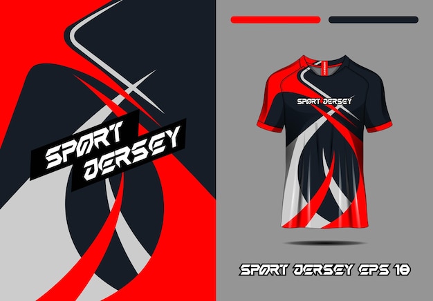 Tshirt sportowe tło dla koszulki piłkarskiej zjazdowe kolarstwo piłka nożna gry premium szary czerwony