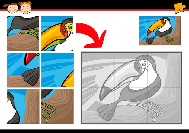 Plik wektorowy tukan kreskówka gra logiczna