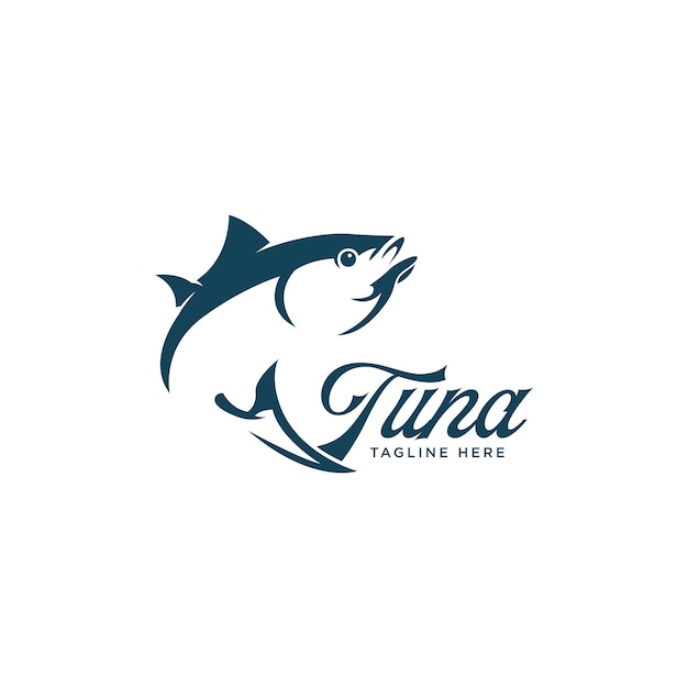Tuńczyk Logo Emblemat Etykieta Owoce Morza Wektor Ikona