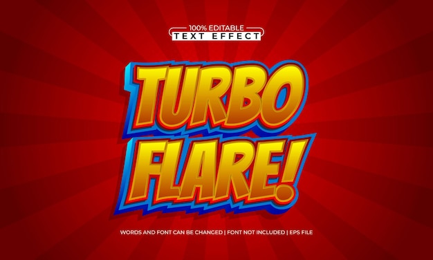 turbo flare edytowalny efekt tekstowy z stylem tekstu wyścigu i ognia
