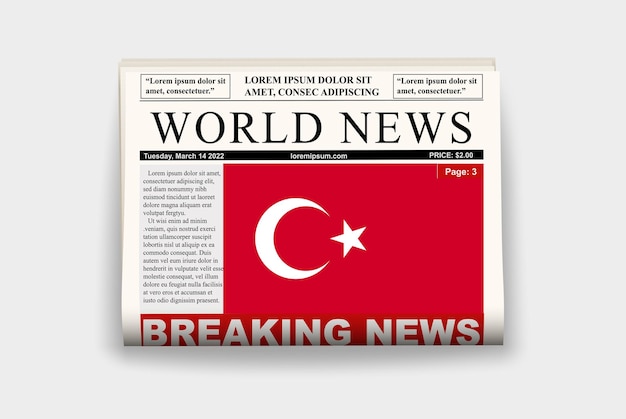 Turcja Kraj Gazeta Flaga Najświeższe Informacje Na Temat Biuletynu Aktualności Koncepcja Gazette Nagłówek Strony