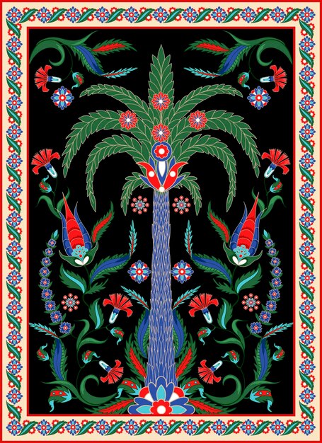 Plik wektorowy tureckie i arabskie elementy ozdobne, takie jak kwiaty palmowe i paisley ilustracja wektorowa