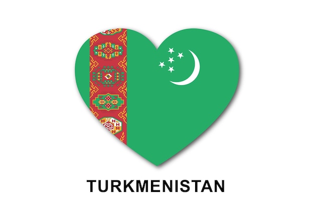 Turkmenistan flagi serca płaskie
