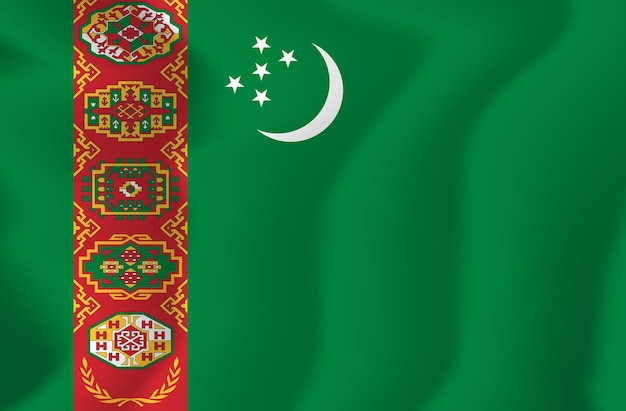 Turkmenistan Machał Flagą Wektor Ilustracja Tło