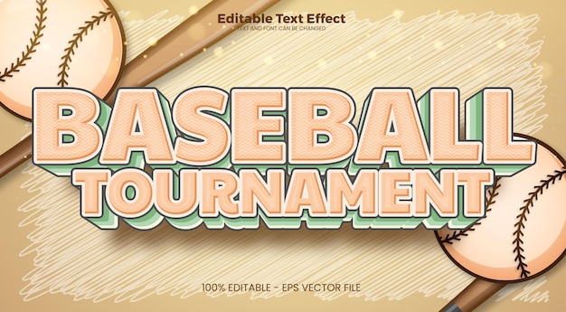 Turniej baseballowy Edytowalny efekt tekstu w nowoczesnym stylu trendu