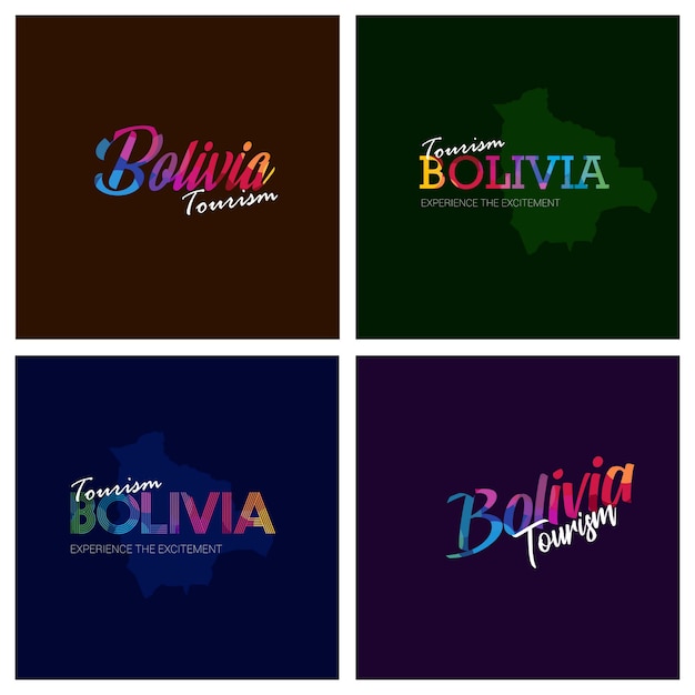 Turystyka Boliwia Typografia Logo Zestaw Tło