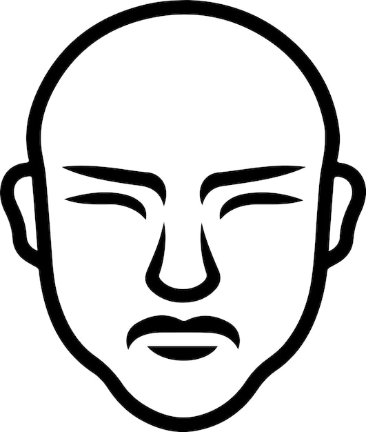 Twarz człowieka płaska ikona wektora Głowa człowieka prosty czarno-biały avatar