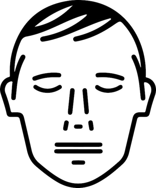 Plik wektorowy twarz człowieka płaska ikona wektora głowa człowieka prosty czarno-biały avatar