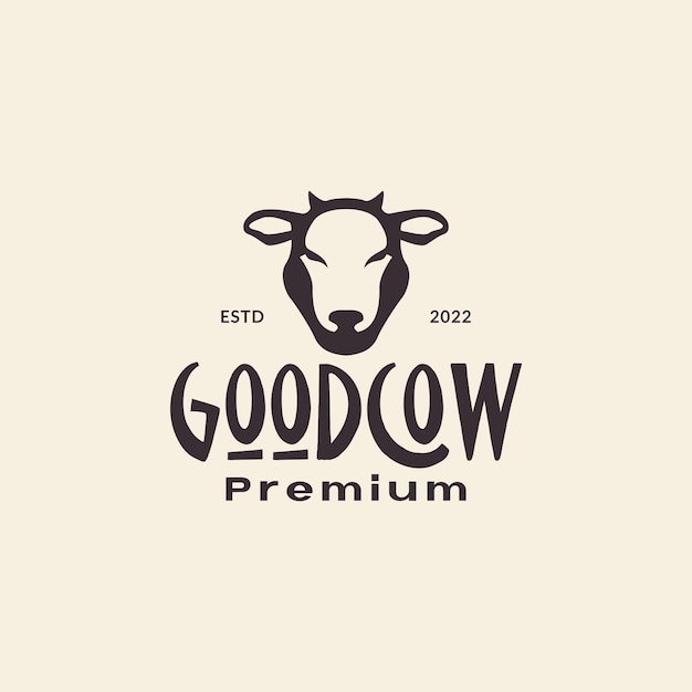 Twarz głowa krowy proste vintage logo projekt wektor graficzny symbol ikona ilustracja kreatywny pomysł