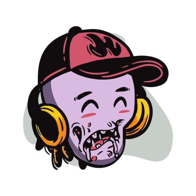 Plik wektorowy twarz ilustracja kreskówka zombie dla logo emotikon esport wektor maskotki do projektowania koszulek i naklejek