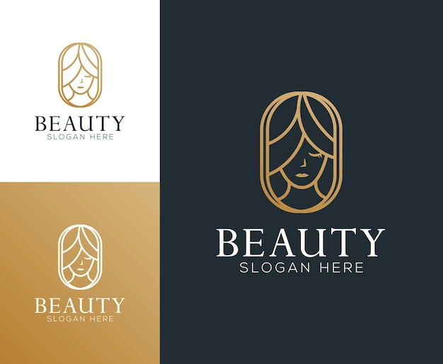 Twarz Kobiety łączy Logo Kwiatów I Gałęzi Dla Kosmetyków I Pielęgnacji Skóry W Salonie Kosmetycznym