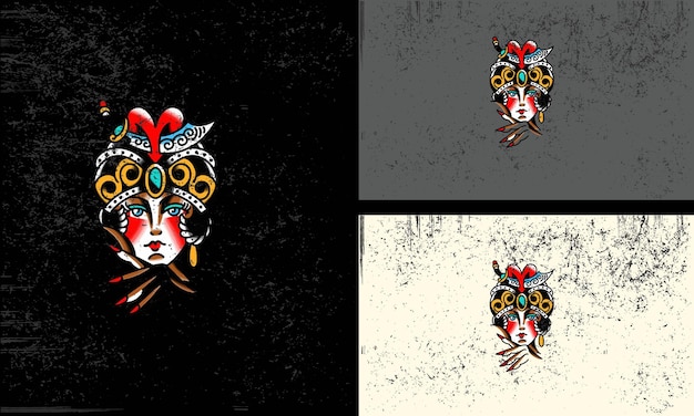 Twarz kobiety z koroną wektor ilustracja projekt maskotki