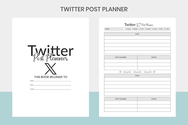 Plik wektorowy twitter post planner kdp interior