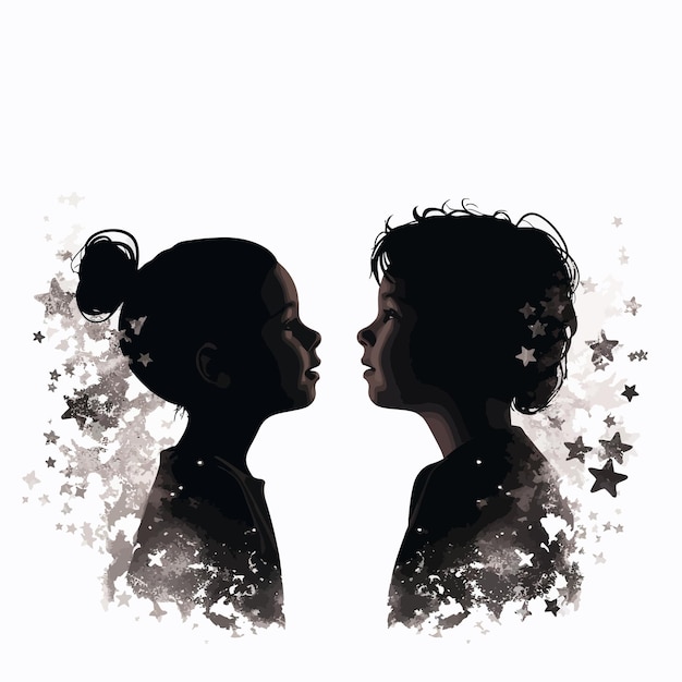 Two_children_head_silhouette_vector_illustrated