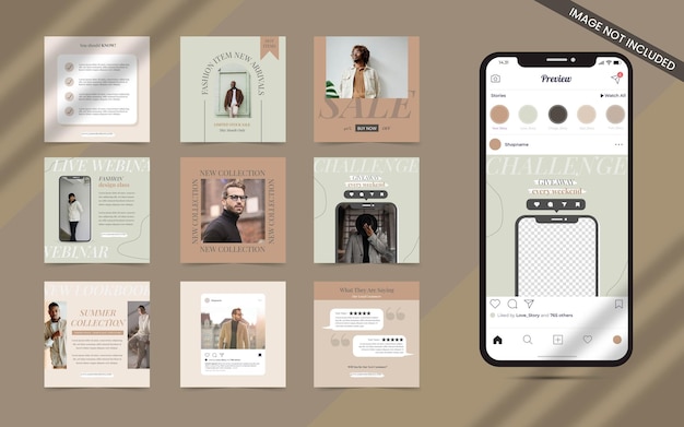 Twórca treści dla mediów społecznościowych na Instagramie ustawia baner postów z edytowalnym szablonem zdjęć
