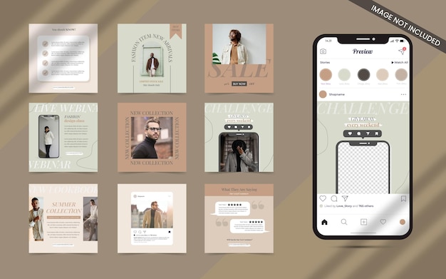 Twórca Treści Dla Mediów Społecznościowych Na Instagramie Ustawia Baner Postów Z Edytowalnym Szablonem Zdjęć