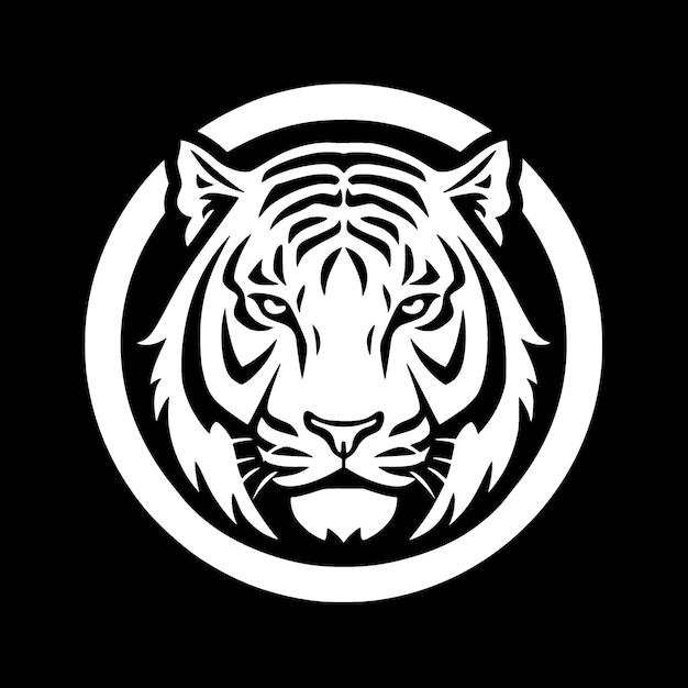 Tygrys Czarno-biały Na Białym Tle Ikona Ilustracja Wektorowa