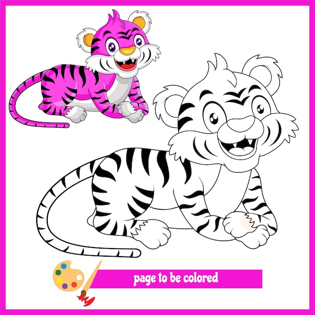 Plik wektorowy tygrys fioletowy słodkie kreskówki kolorowanki 4