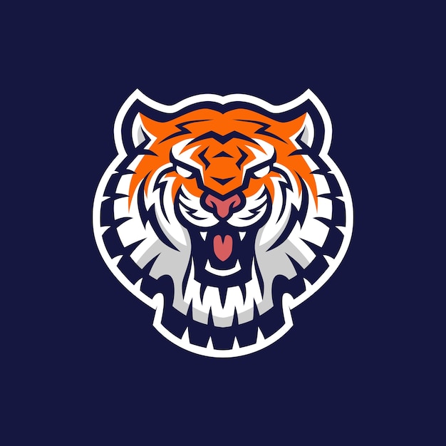 Tygrys Głowa E Sport Ikona Logo Ikona Ilustracja
