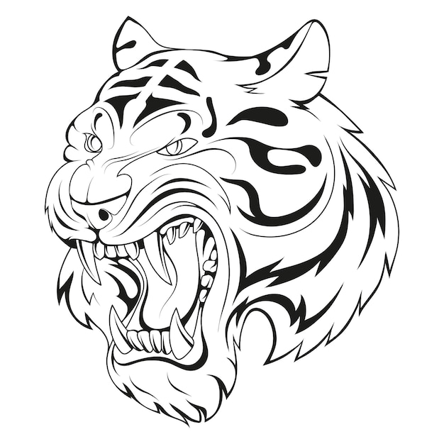 Tygrys Ilustracja Wektora Szkicu Dzikiego Drapieżnika Chiński Nowy Rok Zwierzę Safari