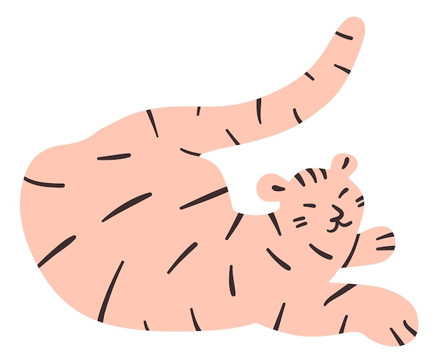 Tygrys Kolor Doodle Kształt Dziki Kot Zwierzę Na Białym Tle