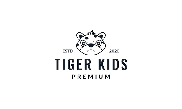 Tygrys Lub Młode Smutne Kreskówka Logo Ikona Ilustracja Wektorowa
