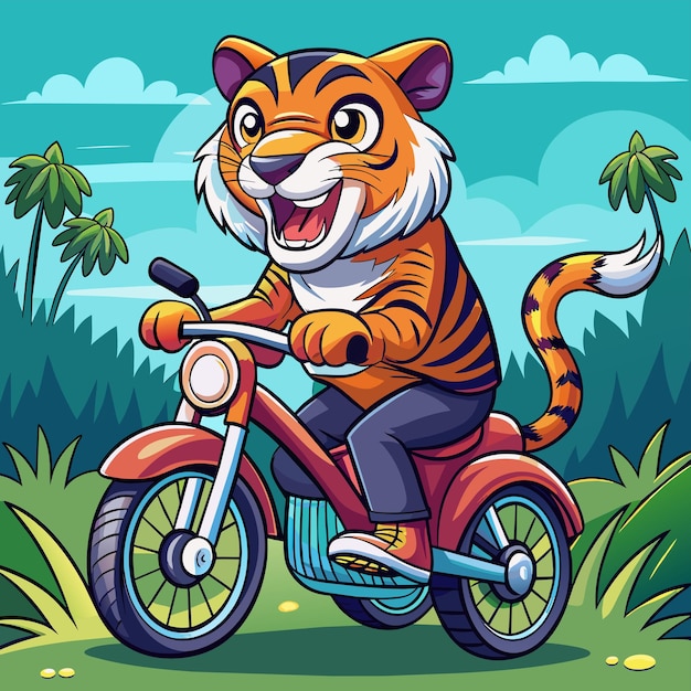 Plik wektorowy tygrys na rowerze z tygrysem z przodu