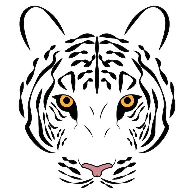 Plik wektorowy tygrys twarz sylwetka wektor. twarz tygrysa do projektowania tatuaży