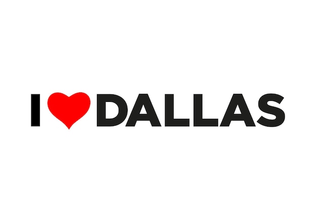 Typografia I Love Dallas Z Czerwonym Sercem Napis Love Dallas