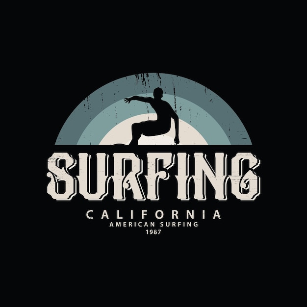 Typografia Ilustracja Surfingu W Kalifornii. Idealny Do Projektowania Koszulek