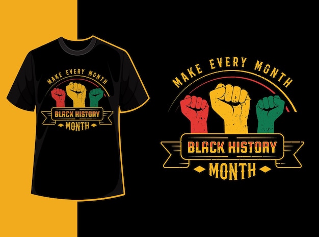 Typografia Projekt Koszulki W Stylu Vintage Czarnej Historii Miesiąca Z Cytatem Z Czarnej Historii I Kształtem Wektorowym