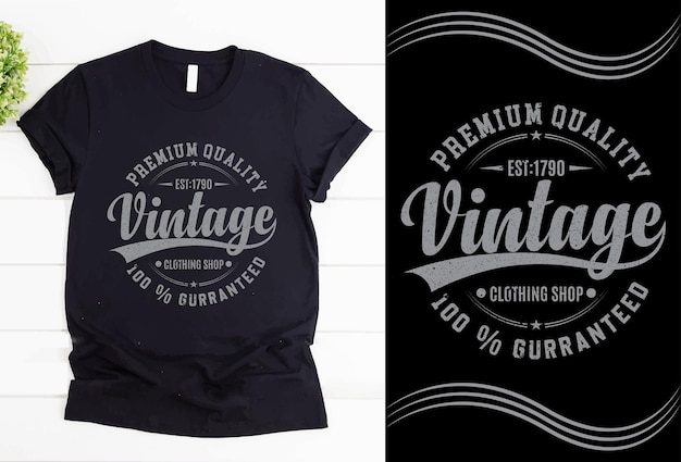 Typografia Retro Vintage T-shirt Design Wysokiej Jakości Vintage Sklep Z Odzieżą 100 Gurranteed