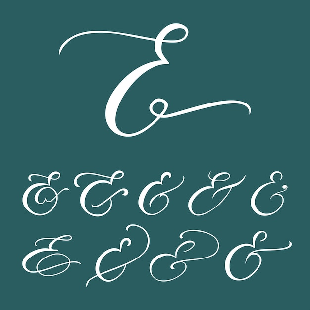 Typografia skrypt ampersand Rozkwitać element napisu do zaproszenia ślubnego plakat karty Dekoracyjne