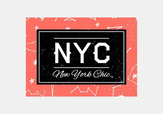 Typografia slogan NYC na tle wzór lamparta Modny projekt koszulki Dziewczęca koszulka z modnym nadrukiem