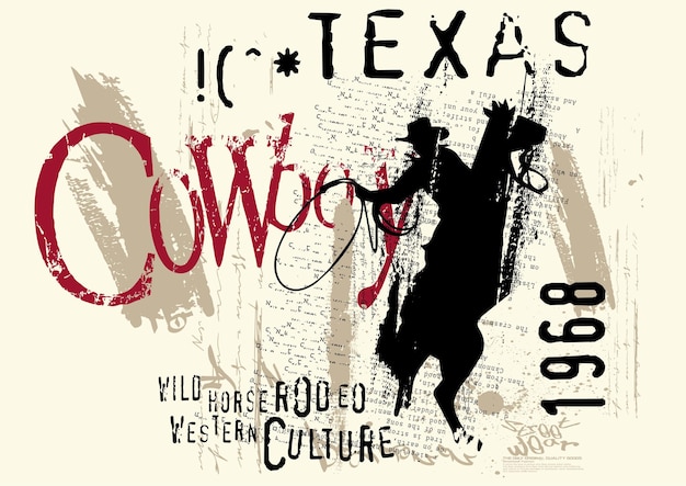 Plik wektorowy typografia street art graffiti z efektem rozbryzgowym grunge art kowboj rodeo rodeo kowboj t