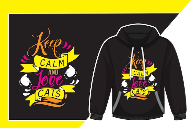 Plik wektorowy typografia t-shirt projektowania amp kaptur makiety dla miłośników kotów