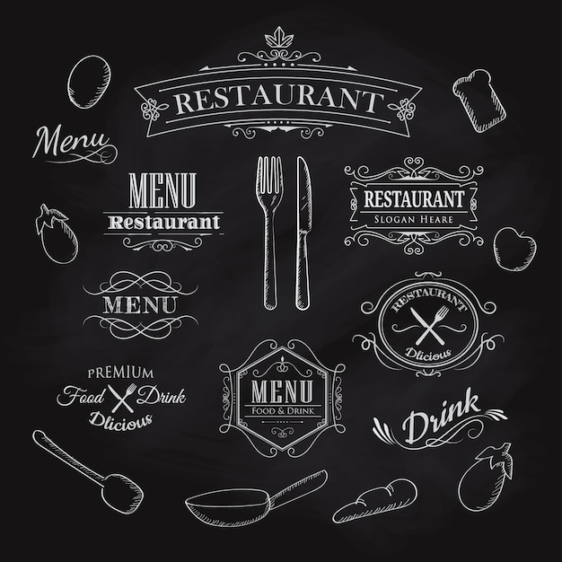 Typographical Element Dla Menu Restauraci Blackboard Rocznika Han