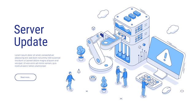 Uaktualnienie Serwera Izometrycznego W Elektrycznym Niebieskim Konturze Programatorzy Uaktualniają System Operacyjny It