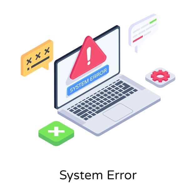 Uchwyć tę izometryczną ilustrację błędu systemu