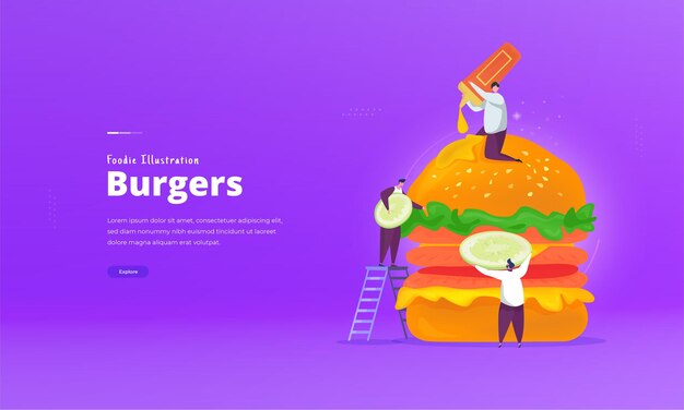 Udekoruj Koncepcję Ilustracji Pysznego Burgera