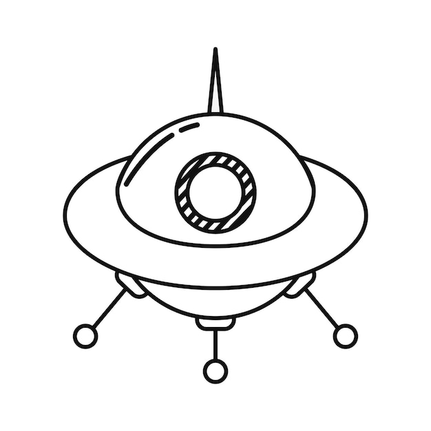Ufo Ikona Kreskówka Na Białym Tle. Ilustracja Wektorowa