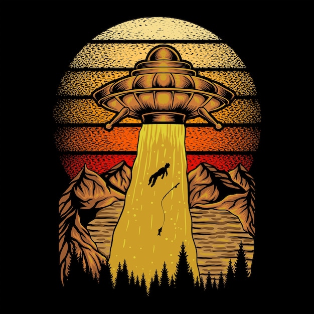Ufo złapać rybaka retro